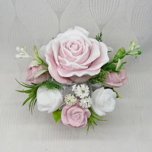 Mályva- fehér szappanvirág csokor