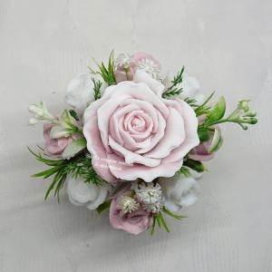 Mályva- fehér szappanvirág csokor