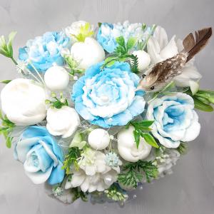 Nagy kék - fehér illatos szappan box kismadárral