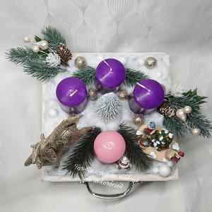 Nagy lila - rózsaszín fiókos adventi dekoráció