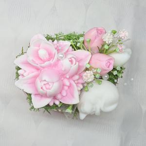 Pink cicás/macskás illatos tulipán szappan csokor ovális boxban