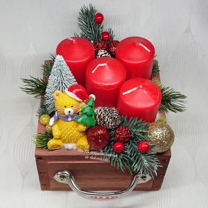 Piros - arany fiókos adventi dekoráció