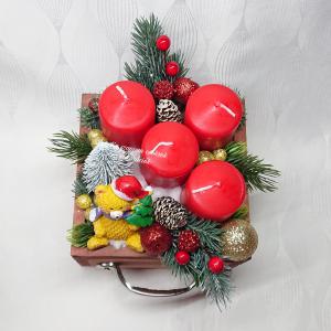 Piros - arany fiókos adventi dekoráció
