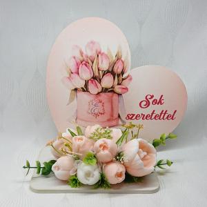 Sok szeretettel! orchidea illatú szappan tulipán csokor fatáblán