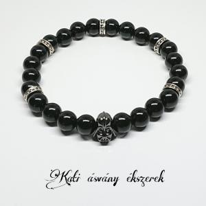 Star Wars rajongóknak ónix ásvány karkötő Darth Vader-es köztessel