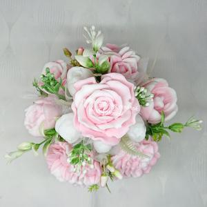 Szappanvirág csokor nagy pöttyös kaspóban