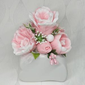 Szappanvirág csokor szív kerámia kaspóban