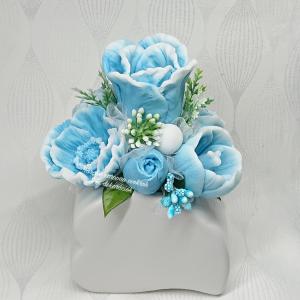 Szappanvirág csokor szív kerámia kaspóban