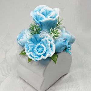 Szappanvirág csokor szív kerámia kaspóban