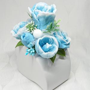 Szappanvirág csokor szív kerámia kaspóban