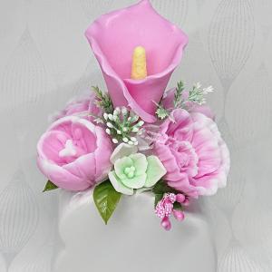 Szappanvirág csokor szív kerámia kaspóban