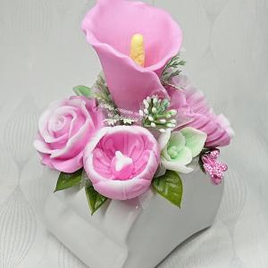 Szappanvirág csokor szív kerámia kaspóban