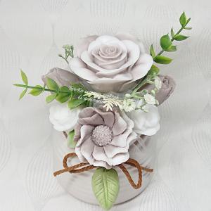 Szappanvirág csokor zöld leveles kaspóban