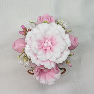 Szappanvirág csokor zöld leveles kaspóban