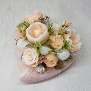 Szappanvirág csokrok barack szív kerámia kaspóban