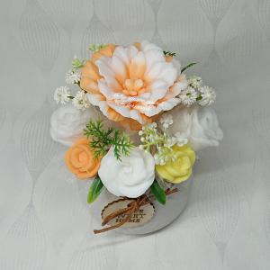 Szappanvirág dekoráció Home Sweet Home kaspóban