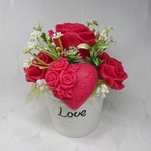 Szappanvirág dekorációk kis kaspóban