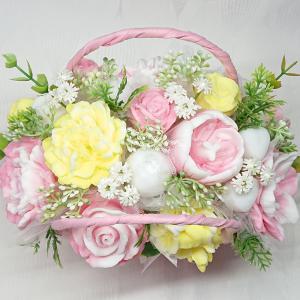 Szappanvirágok rózsaszín táskában