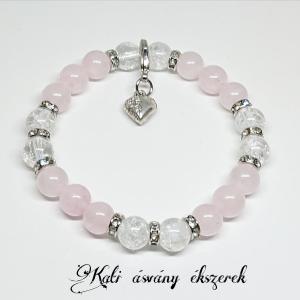 Szeretet ásvány karkötő levehető szív medállal