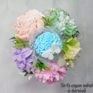 Szivárvány csillámpóni vödrös illatos szappan csokor