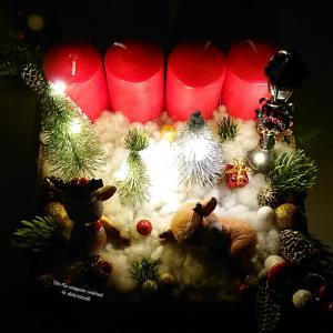 Világítós nagy karácsonyi fiókos adventi dekoráció