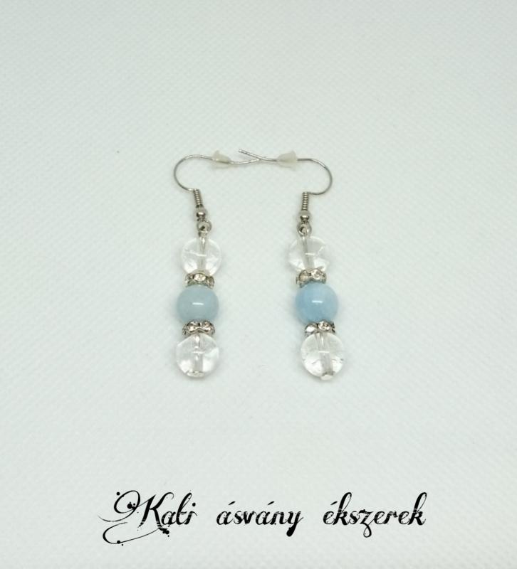 Hegyikristály és akvamarin fülbevaló