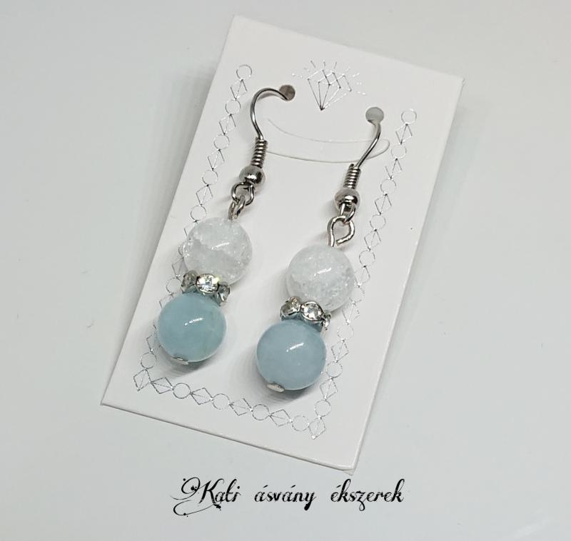 Hegyikristály és akvamarin fülbevaló