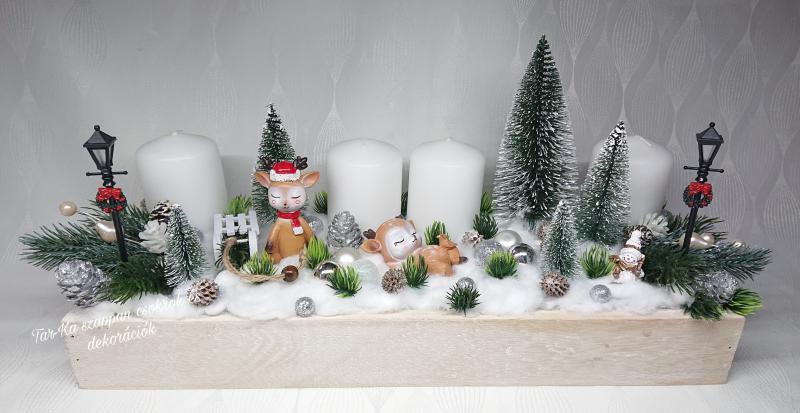Hosszú őzikés adventi dekoráció