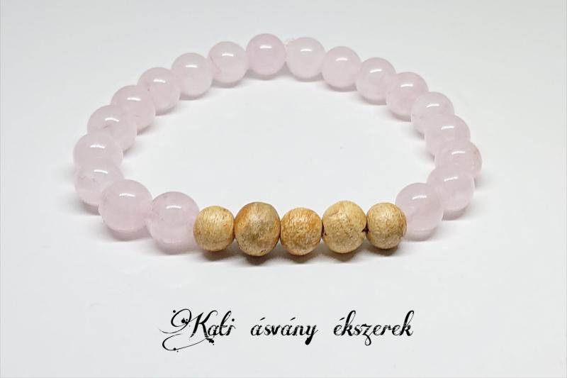 Illatos Palo Santo fa és rózsakvarc karkötő