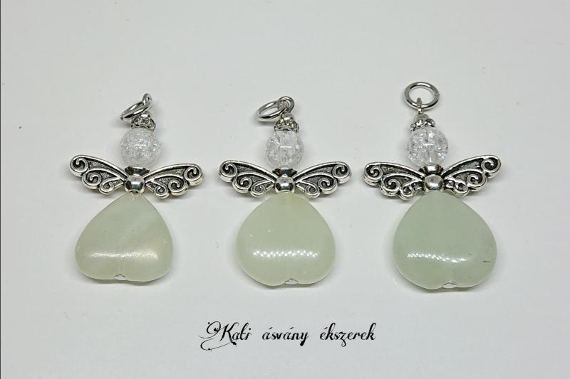 Jáde és hegyikristály őrangyal, segítő angyal medál