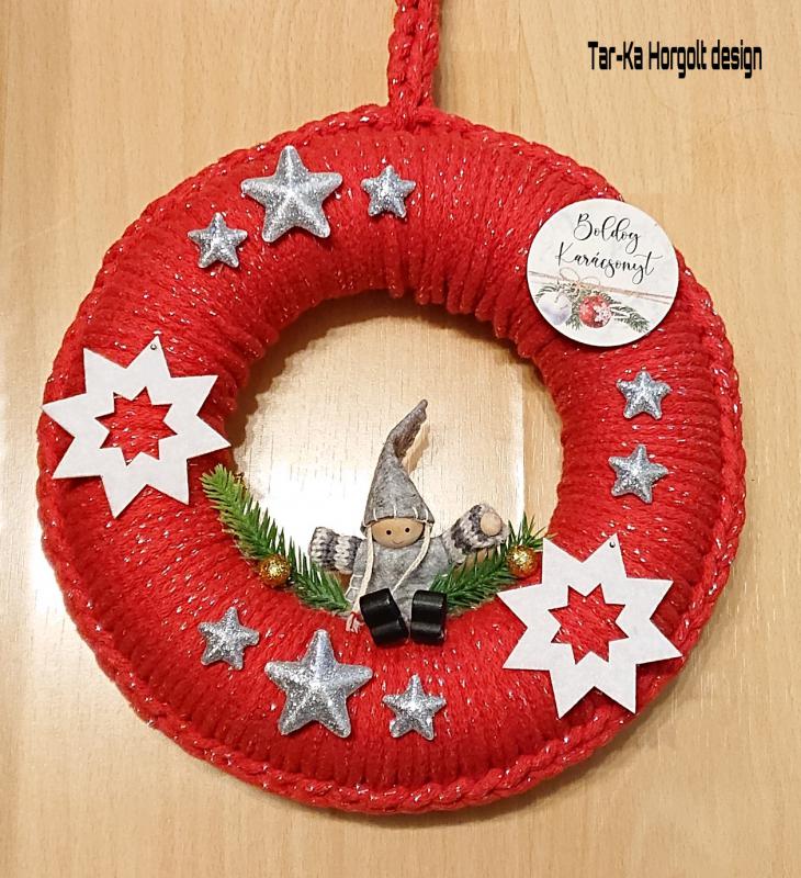 Karácsonyi világító ajtódísz, kopogtató