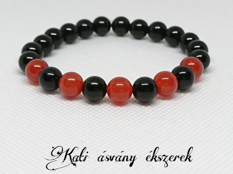 Karneol és ónix ásvány karkötő