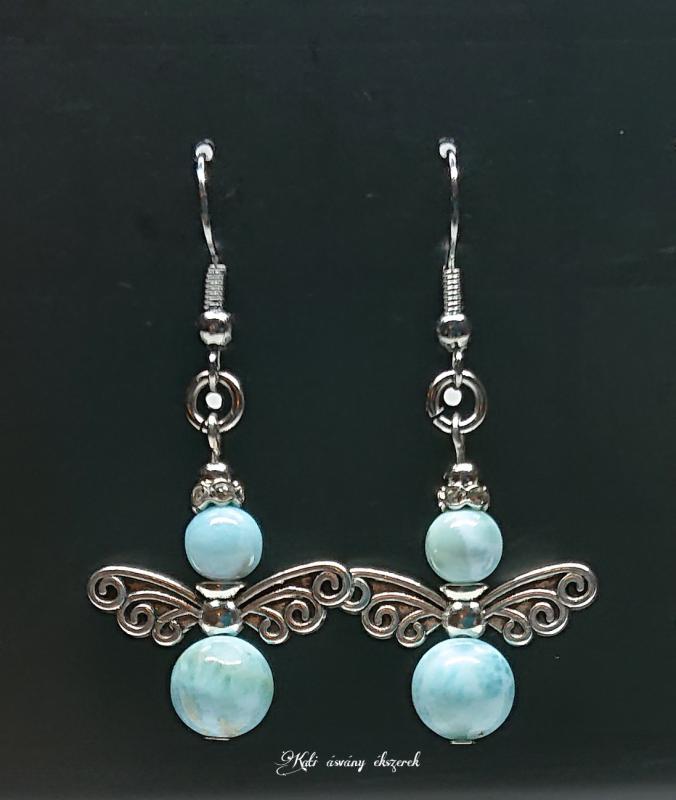 Larimar angyalos fülbevaló