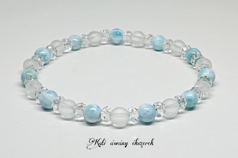Larimar és hegyikristály ásvány karkötő