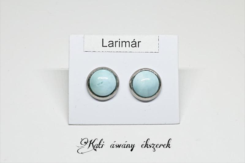 Larimar félgömb fülbevaló nemesacélban