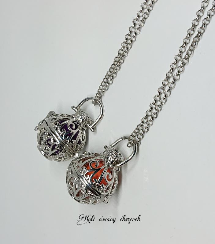 Lila és narancssárga nagy angyalhívó nyaklánc