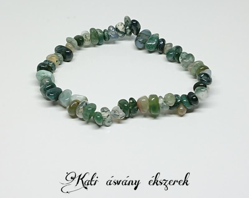 Mohaachát gömbölyített ásvány karkötő
