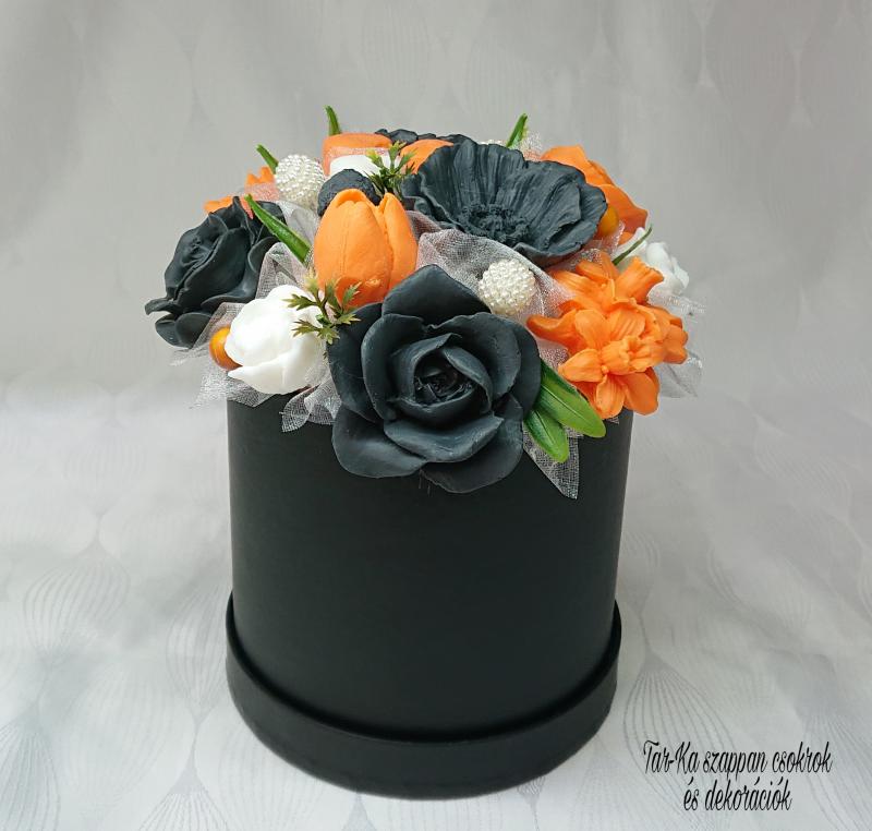 Narancssárga - fekete - fehér levendula illatú szappan box