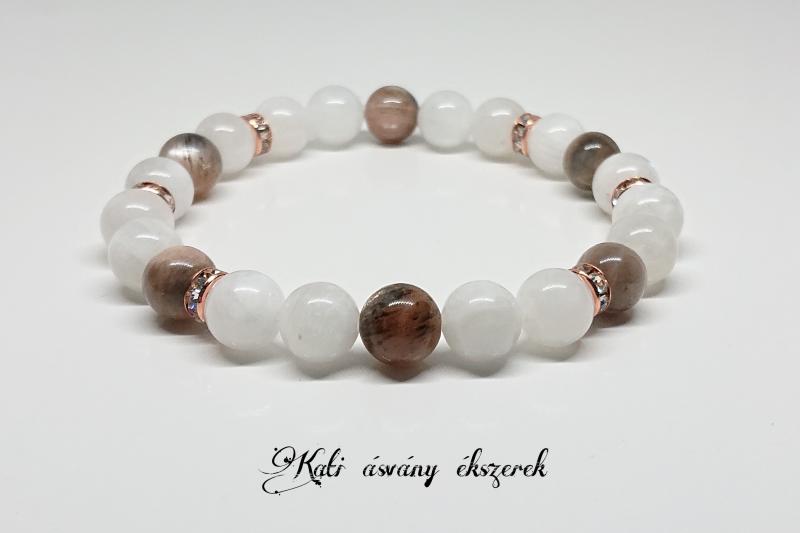 Női erő, dupla holdkő ásvány karkötő