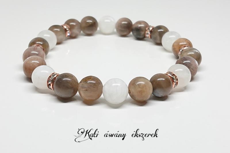 Női erő, dupla holdkő ásvány karkötő