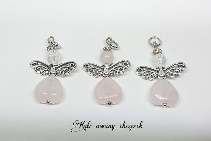 Rózsakvarc őrangyal, segítő angyal medál