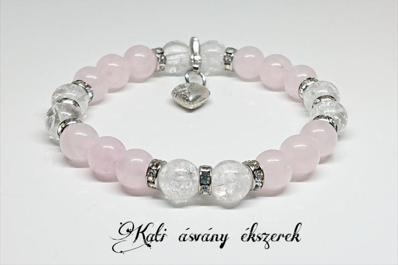 Szeretet ásvány karkötő levehető szív medállal