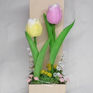 2 szál szappan tulipán fa dobozban (választható fa tábla hozzá)