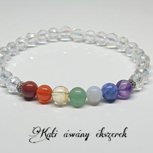 7 csakra harmonizáló ásvány karkötő fazettált angyal aura kvarccal