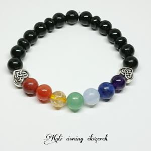 7 csakra harmonizáló ásvány karkötő szív végtelen csomó köztesekkel