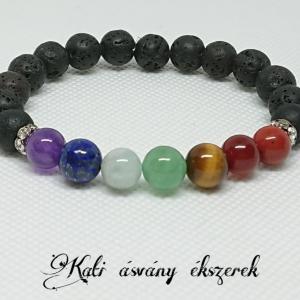 7 csakra harmonizáló lávaköves, aromaterápiás ásvány karkötő