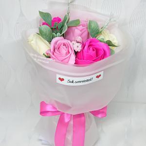 7 szálas szappanrózsa csokor átlátszó tasakban