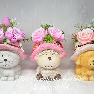 Állatfigurás szappanvirág csokrok