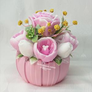 Amarillisz illatú rózsaszín szappanvirág csokor