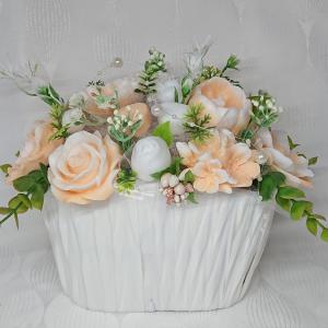 Barack - fehér szappanvirág csokor